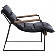 ACME Luberzo Top Grain Leather Upholstered Accent Chair in Distress Expresso