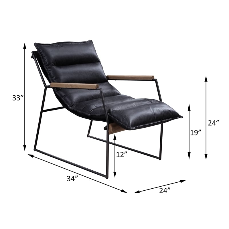 ACME Luberzo Top Grain Leather Upholstered Accent Chair in Distress Expresso