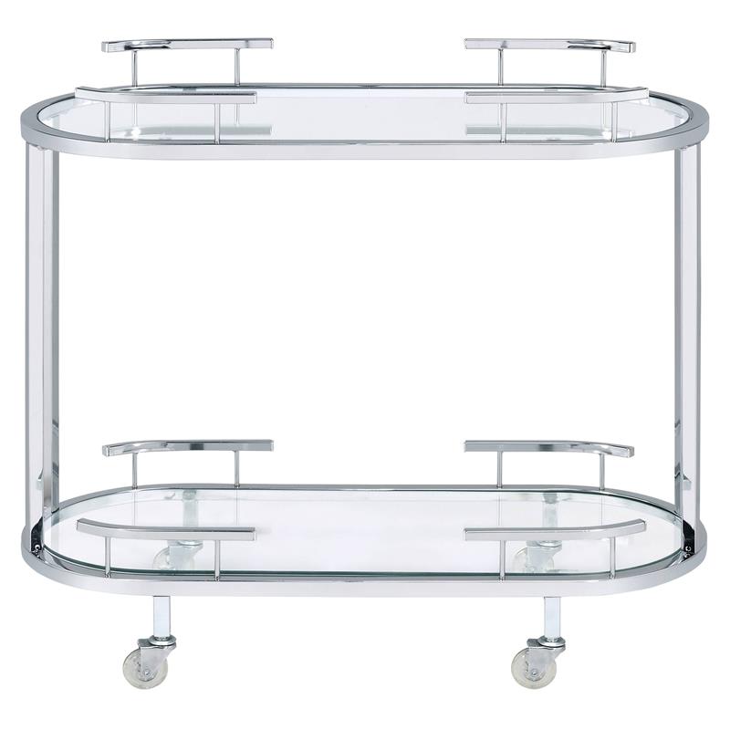 ACME Piffo Glass Top Storage Serving Cart and Bar Table in Clear and Chrome