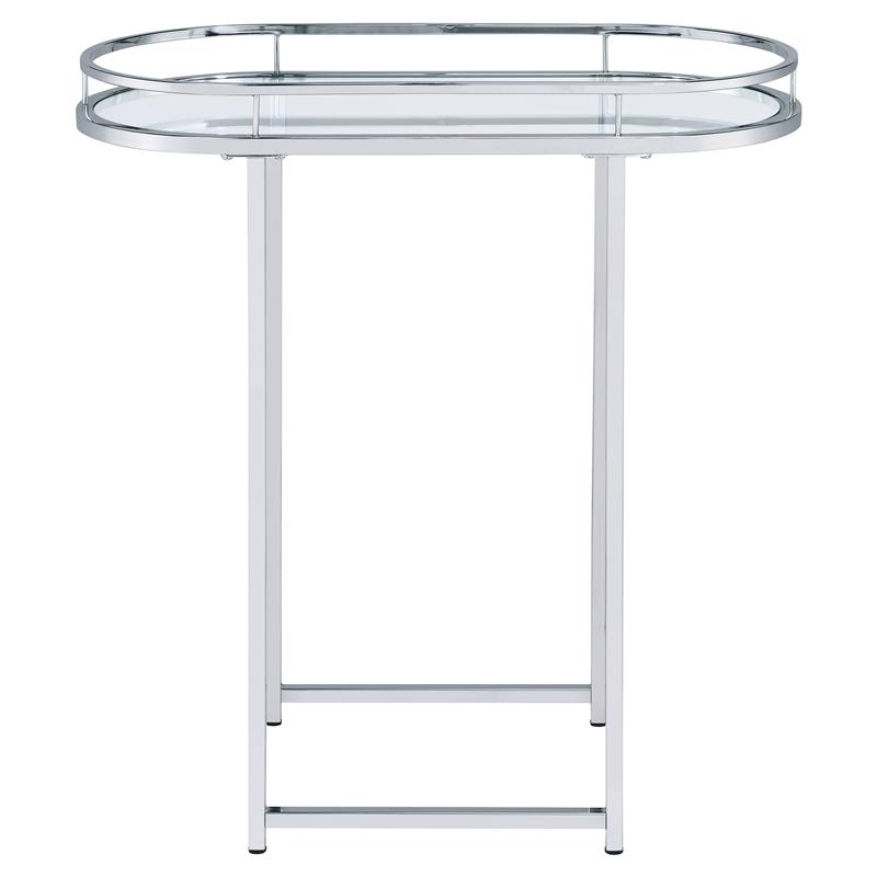 ACME Piffo Glass Top Storage Serving Cart and Bar Table in Clear and Chrome