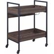 ACME Jerrick Wooden Serving Cart with 2 Shelves in Walnut and Black