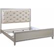 ACME Sliverfluff Faux Leather Tufted Queen Bed in Champagne Brown