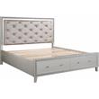 ACME Sliverfluff Faux Leather Tufted Eastern King Bed in Champagne Gray