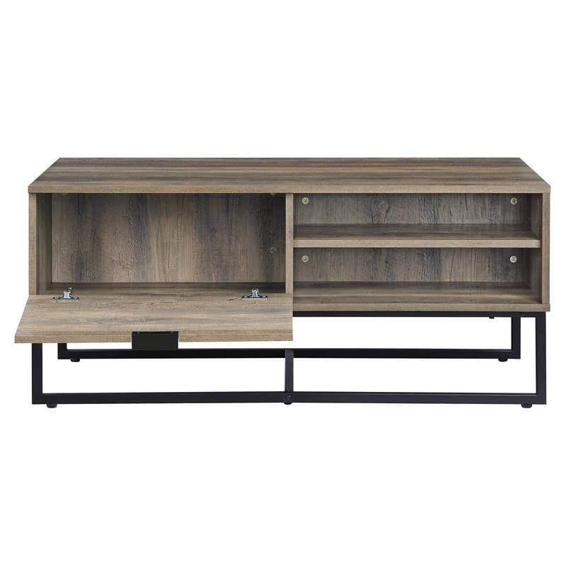 ACME Homare Wooden Coffee Table with Storage in Rustic Oak and Black