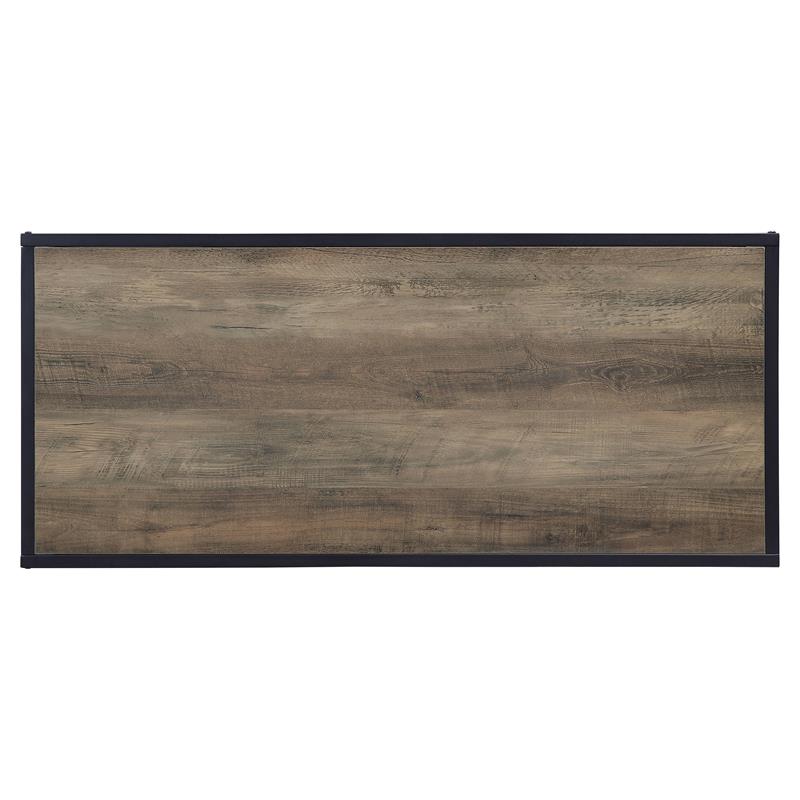 ACME Idella Wooden Coffee Table with 1 Tier Shelf in Rustic Oak and Black
