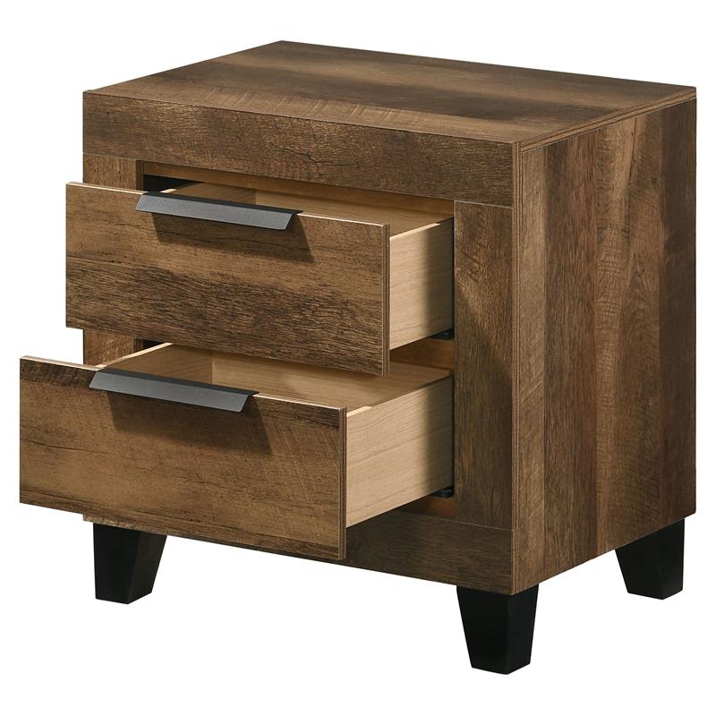 ACME Morales Wooden Rectangular Nightstand with 2 Drawers in Rustic Oak