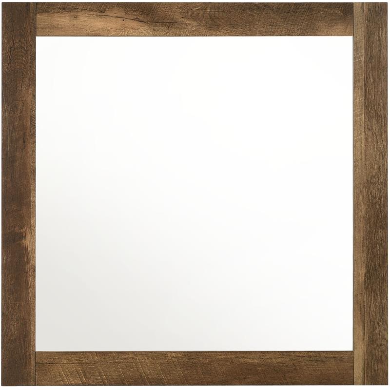 ACME Morales Square Dresser Mirror with Wooden Frame in Rustic Oak