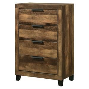 ACME Morales Wooden Rectangular 4-Drawer Chest with Metal Handle in Rustic Oak