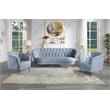ACME Bayram Button Tufted Velvet Upholstery Sofa Metal Legs in Light Gray