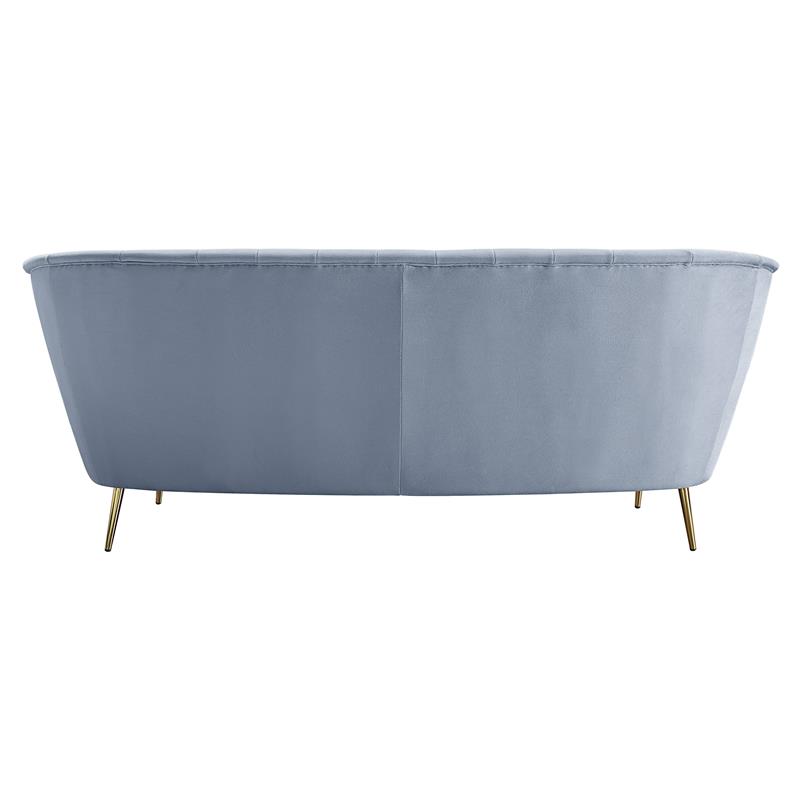 ACME Bayram Button Tufted Velvet Upholstery Sofa Metal Legs in Light Gray