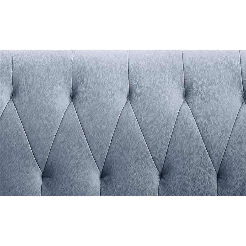 ACME Bayram Button Tufted Velvet Upholstery Sofa Metal Legs in Light Gray