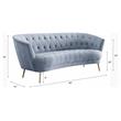 ACME Bayram Button Tufted Velvet Upholstery Sofa Metal Legs in Light Gray
