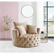 ACME Zunyas Tufted Velvet Upholstery Accent Chair with Swivel Seat in Beige