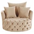 ACME Zunyas Tufted Velvet Upholstery Accent Chair with Swivel Seat in Beige