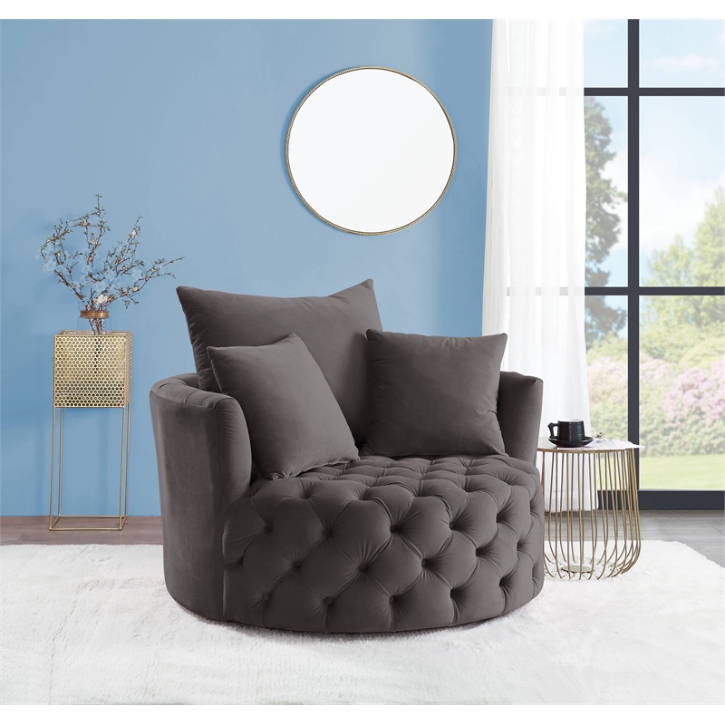 ACME Zunyas Accent Chair with Swivel in Gray Velvet