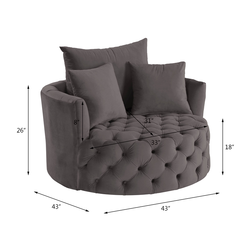 ACME Zunyas Accent Chair with Swivel in Gray Velvet