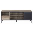 ACME Nantan Wooden TV Stand with Sliding Door in Rustic Oak and Black