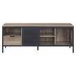 ACME Nantan Wooden TV Stand with Sliding Door in Rustic Oak and Black