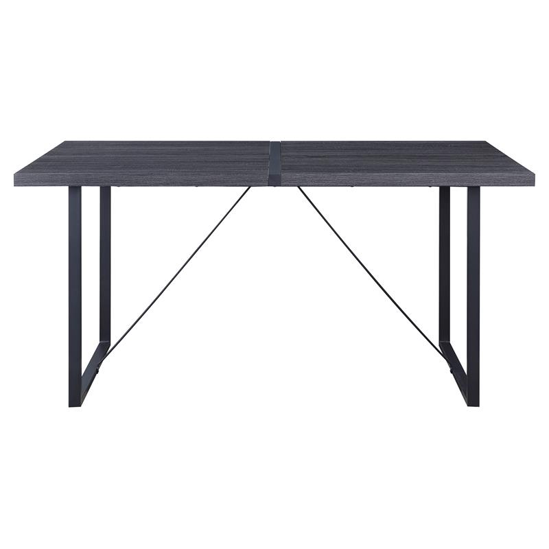 ACME Nakula Wooden Top Dinning Table with Sled Base in Gray Oak and Black