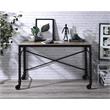 ACME Oklarth Wooden Top Writing Desk with Wheels in Rustic Oak and Black
