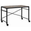 ACME Oklarth Wooden Top Writing Desk with Wheels in Rustic Oak and Black