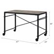 ACME Oklarth Wooden Top Writing Desk with Wheels in Rustic Oak and Black