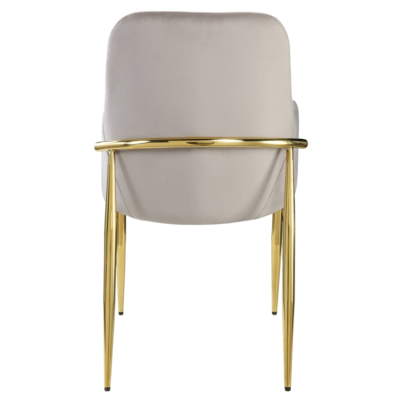 ACME Barnard Velvet Upholstery Side Chair in Gray and Mirrored Gold (Set of 2)