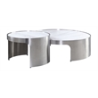 ACME Abilene Nesting Cocktail 2 Pc Sets in Marble & Brush Silver Finish