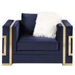 ACME Virrux Velvet Upholstery Chair with 2 Pillows in Blue and Gold