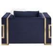 ACME Virrux Velvet Upholstery Chair with 2 Pillows in Blue and Gold