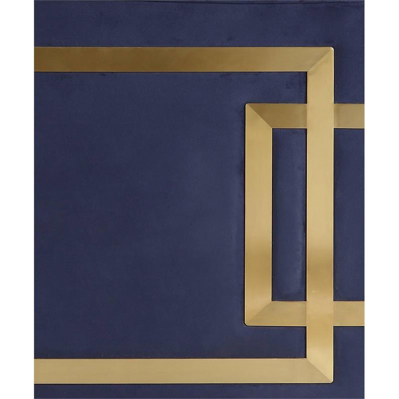 ACME Virrux Velvet Upholstery Chair with 2 Pillows in Blue and Gold