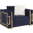 ACME Virrux Velvet Upholstery Chair with 2 Pillows in Blue and Gold
