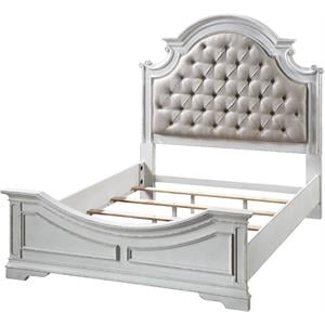 ACME Florian Tufted Upholstered Queen Panel Bed in Antique White