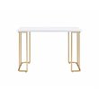 ACME Estie Vanity Desk with Metal Sled Base in White and Gold Finish