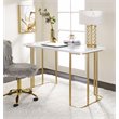 ACME Estie Vanity Desk with Metal Sled Base in White and Gold Finish