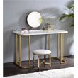 ACME Estie Vanity Desk with Metal Sled Base in White and Gold Finish
