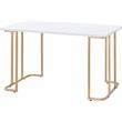 ACME Estie Vanity Desk with Metal Sled Base in White and Gold Finish