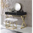 ACME Coleen 2-Drawer Wooden Vanity Desk in Black and Brass