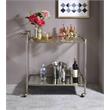 ACME Cirro Serving Cart with Metal Frame in Antique Mirror and Wire Brass