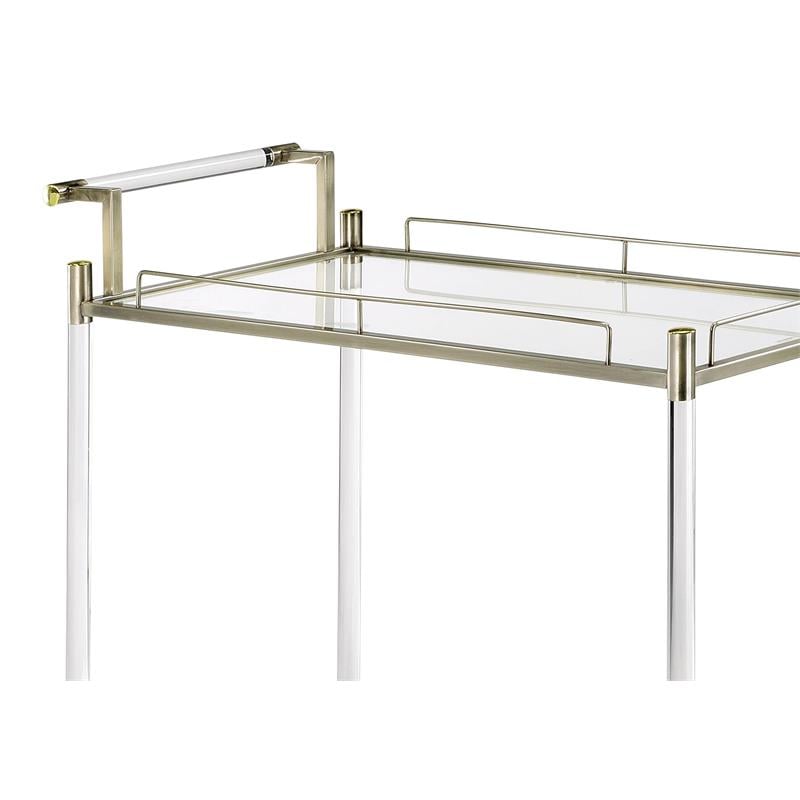 ACME Cirro Serving Cart with Metal Frame in Antique Mirror and Wire Brass