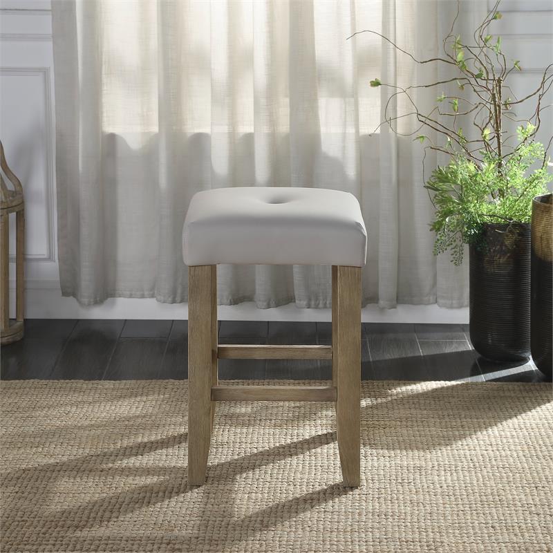 ACME Charnell Faux Leather Counter Height Stool in Gray and Oak Set of 2