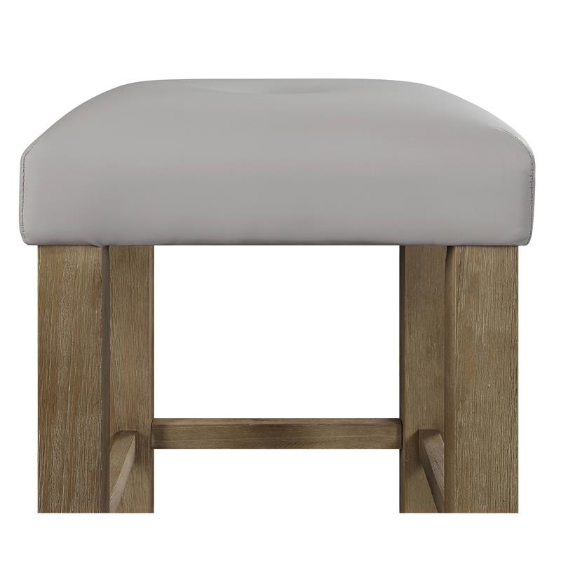 ACME Charnell Faux Leather Counter Height Stool in Gray and Oak Set of 2
