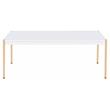 ACME Otrac Wooden Rectangle Top Coffee Table in White and Gold