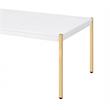 ACME Otrac Wooden Rectangle Top Coffee Table in White and Gold