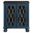 ACME Lassie Wooden Console Table with 2 Glass Doors in Antique Blue