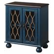 ACME Lassie Wooden Console Table with 2 Glass Doors in Antique Blue