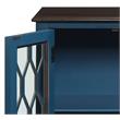 ACME Lassie Wooden Console Table with 2 Glass Doors in Antique Blue