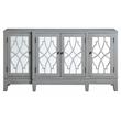 ACME Magdi Wooden Console Table with 4 Mirrored Doors in Antique Gray