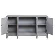 ACME Magdi Wooden Console Table with 4 Mirrored Doors in Antique Gray