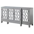 ACME Magdi Wooden Console Table with 4 Mirrored Doors in Antique Gray